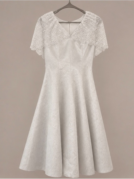 Dresses & Skirts - White Lace Yoke A-Line Glimmering Dress